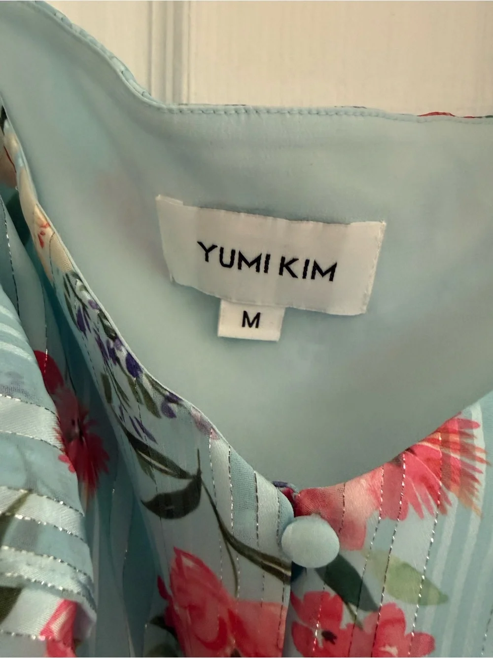 Yumi Kim Blue Floral Ruffle Mini Dress Size M